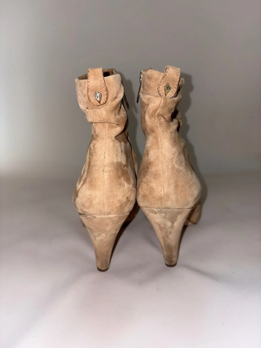 Sam Edelman Roden Tan Suede Pointed-Toe Ankle Booties Size 8.5
